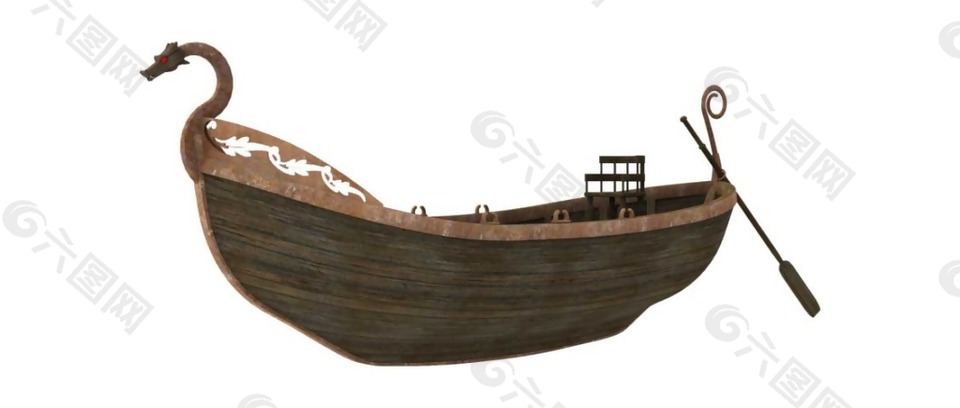 卡通木质小船png元素