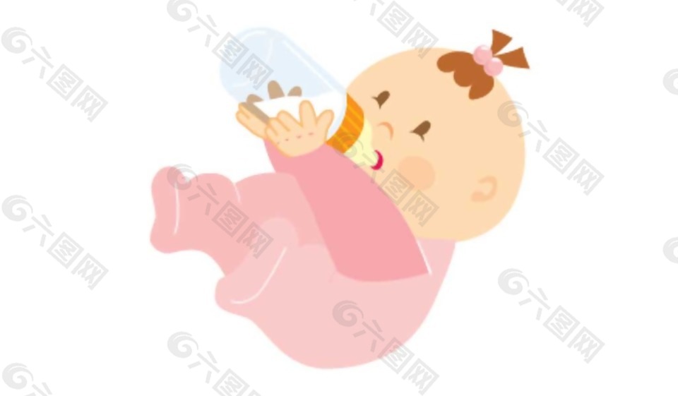 卡通可爱喝奶宝宝png元素