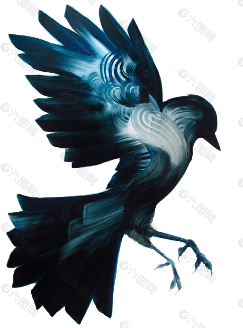 帅气深蓝色小鸟装饰元素