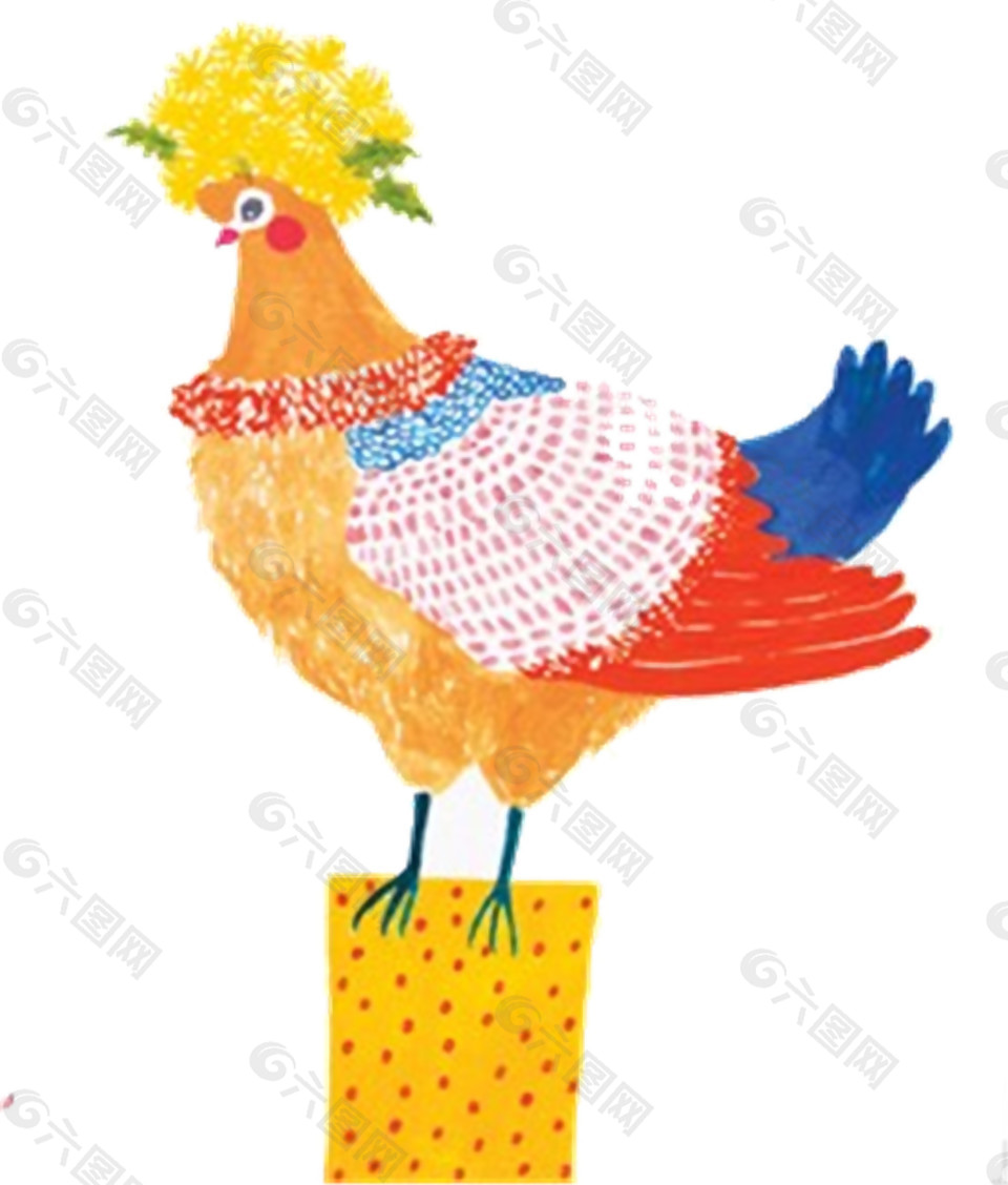 色彩斑斓小鸡装饰元素