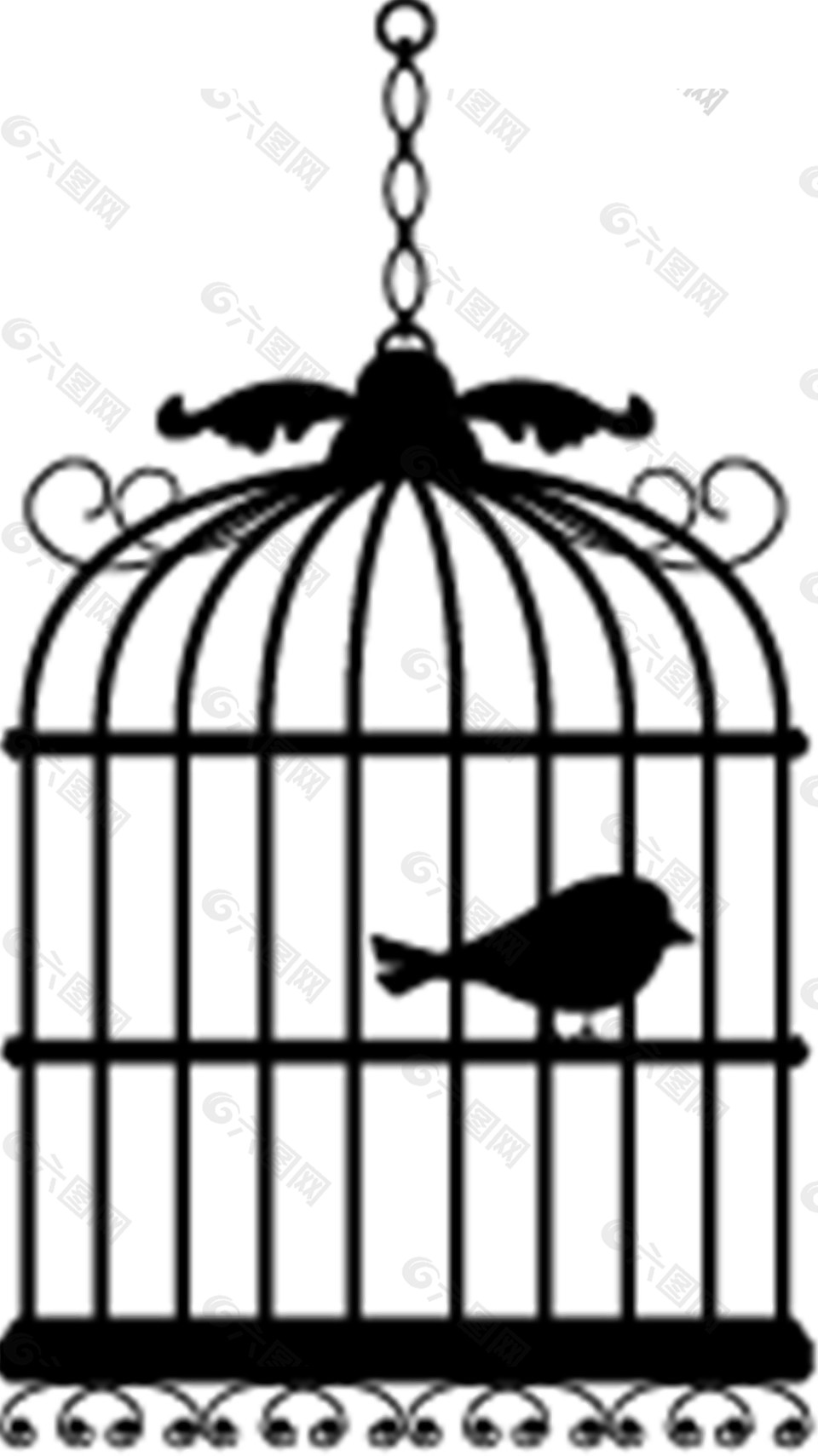 简约黑色鸟笼装饰元素