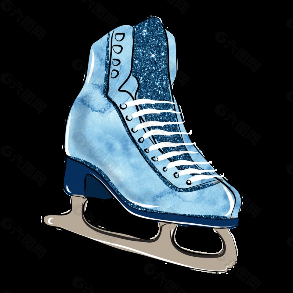水彩溜冰鞋免抠图素材