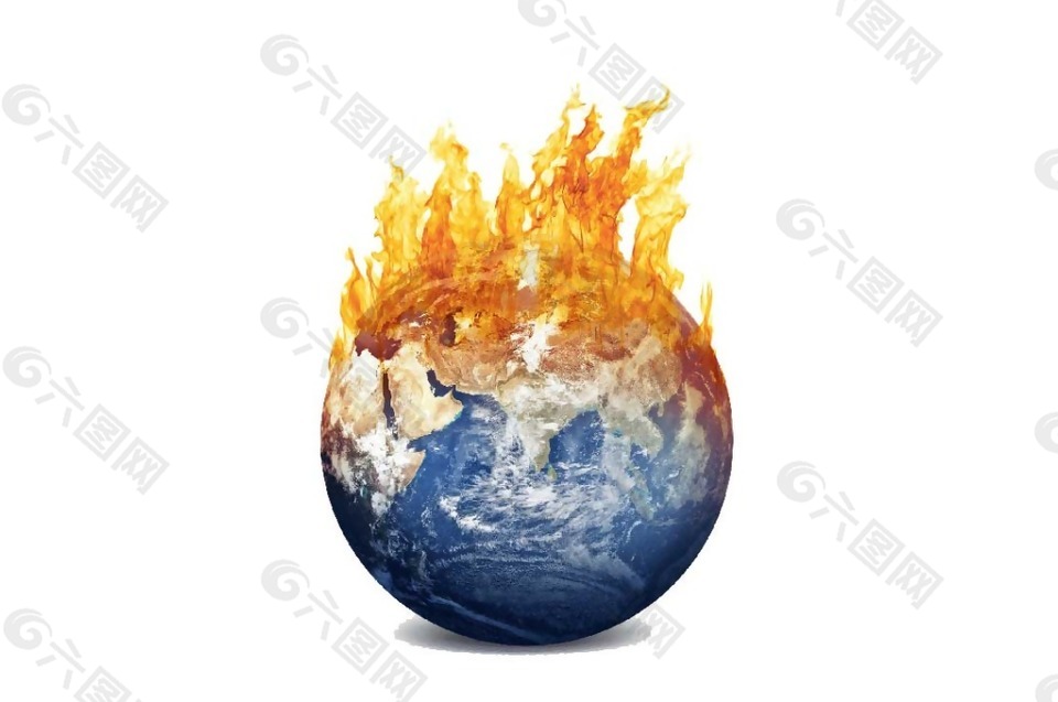 卡通燃烧地球png元素