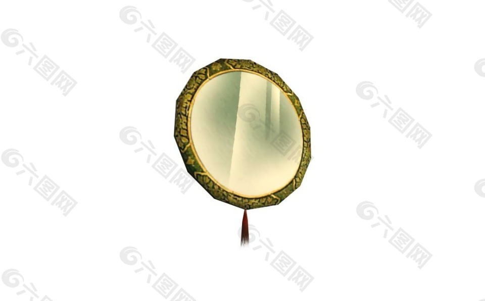 中式铜镜插画png元素
