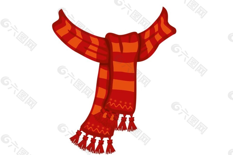 红色围巾插画png元素