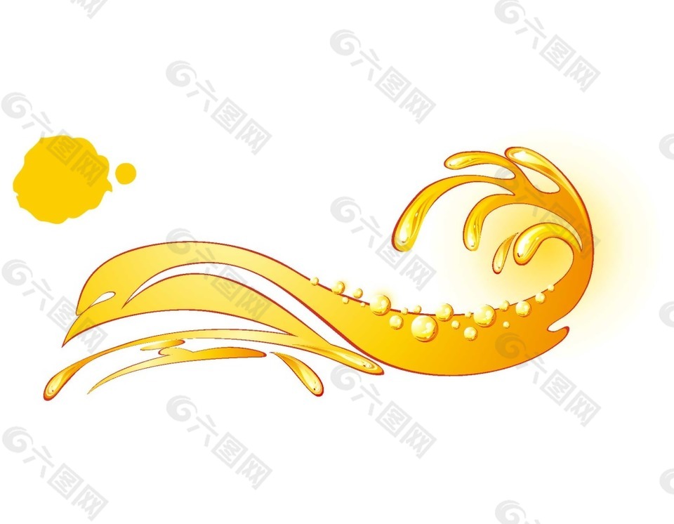 黄色液体水珠插画png元素
