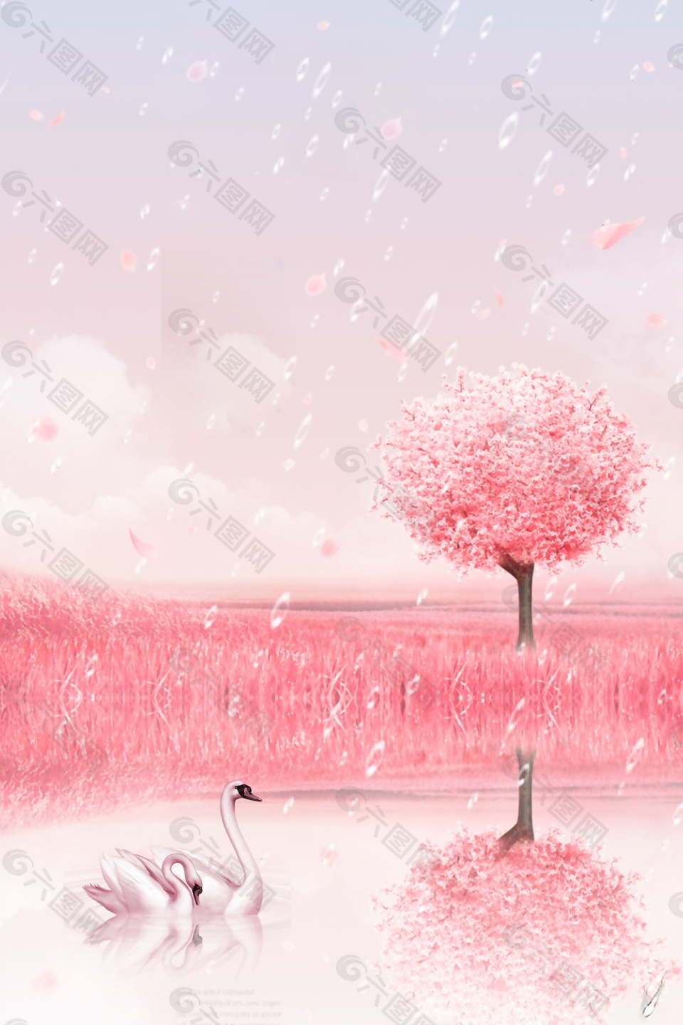 粉色浪漫清新春季海报背景设计