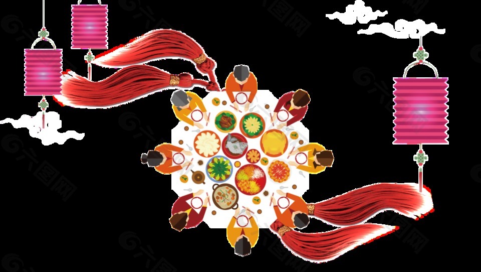 狗年除夕团圆元素设计