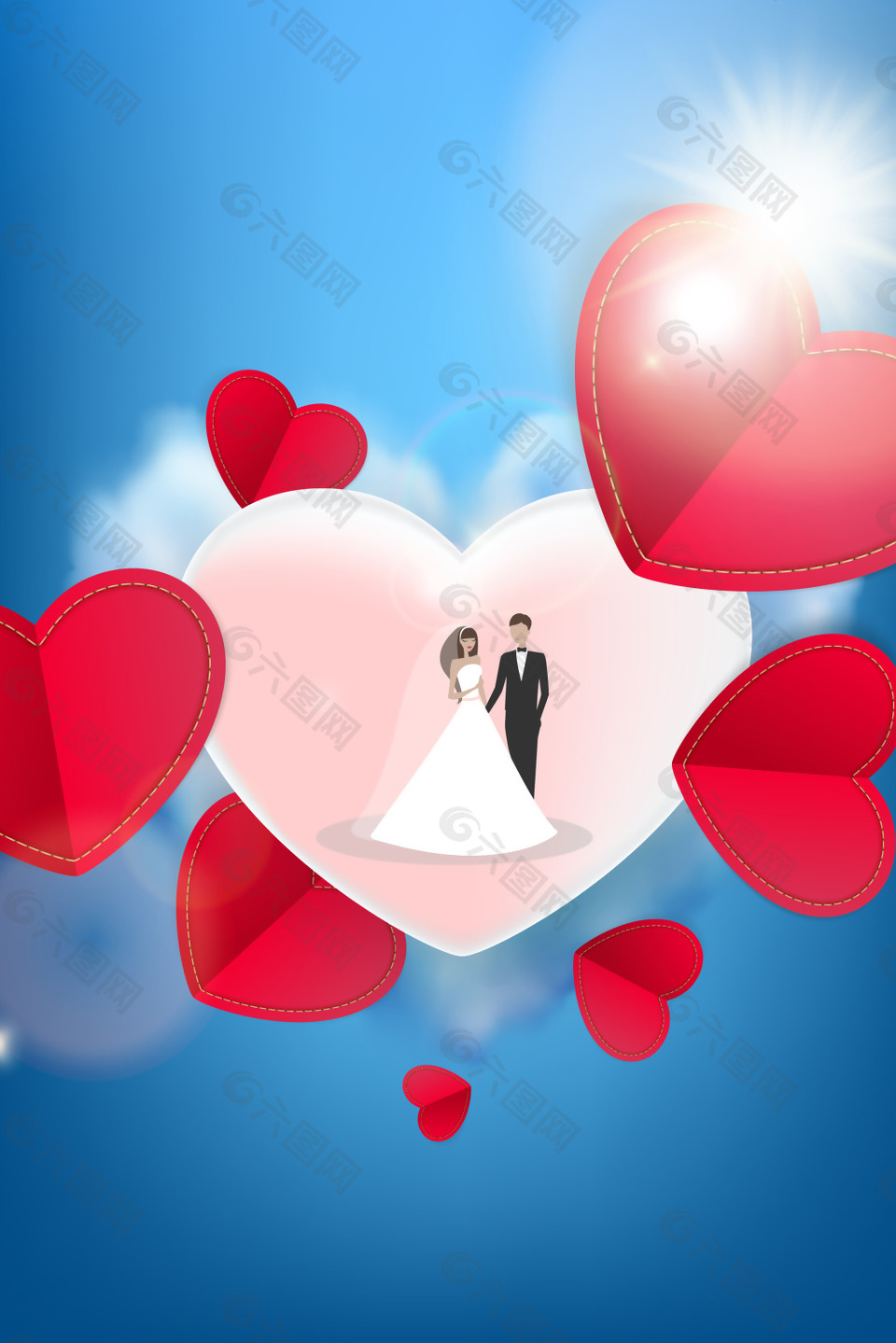 矢量梦幻婚纱婚庆主题背景