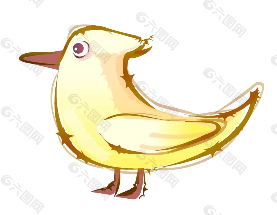 黄色彩绘小鸟png元素