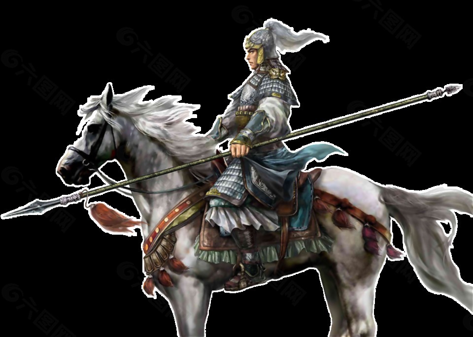 彩绘骑马的战士图案