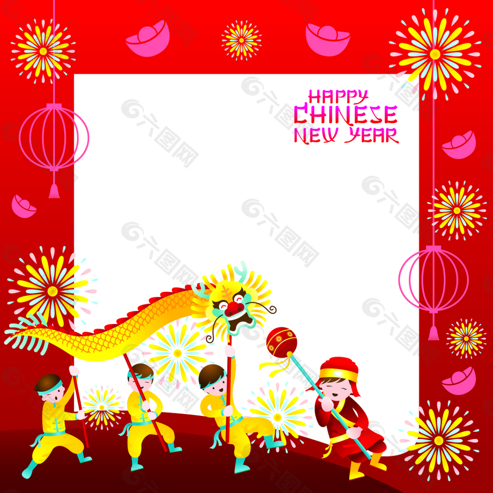 传统中国新年舞龙元素