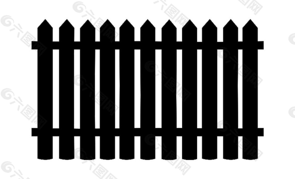 黑色木质篱笆元素