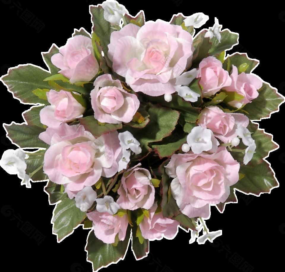 粉玫瑰花束装饰素材