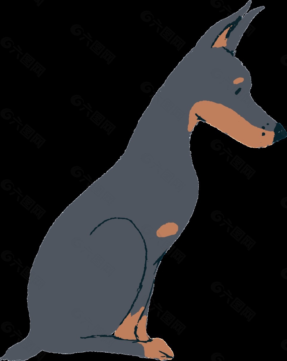 手绘蹲坐着的宾莎犬狗狗透明素材设计元素素材免费下载 图片编号 六图网