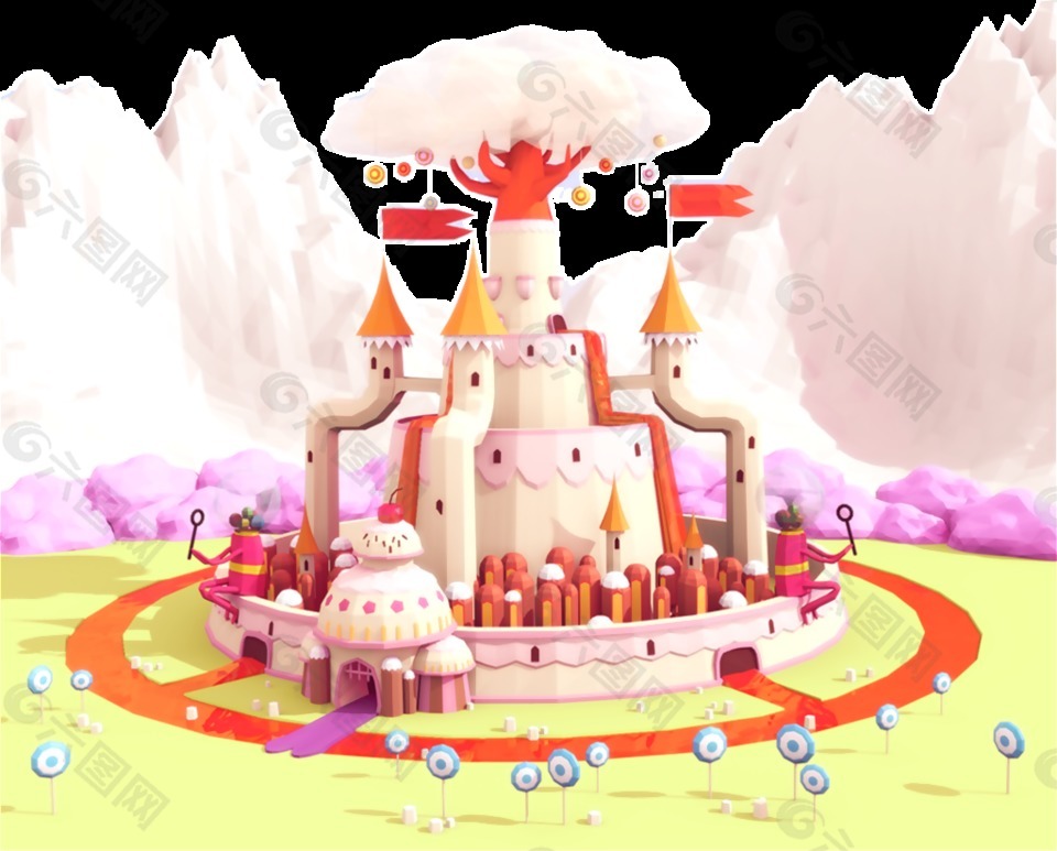 卡通童话城堡建筑场景设计