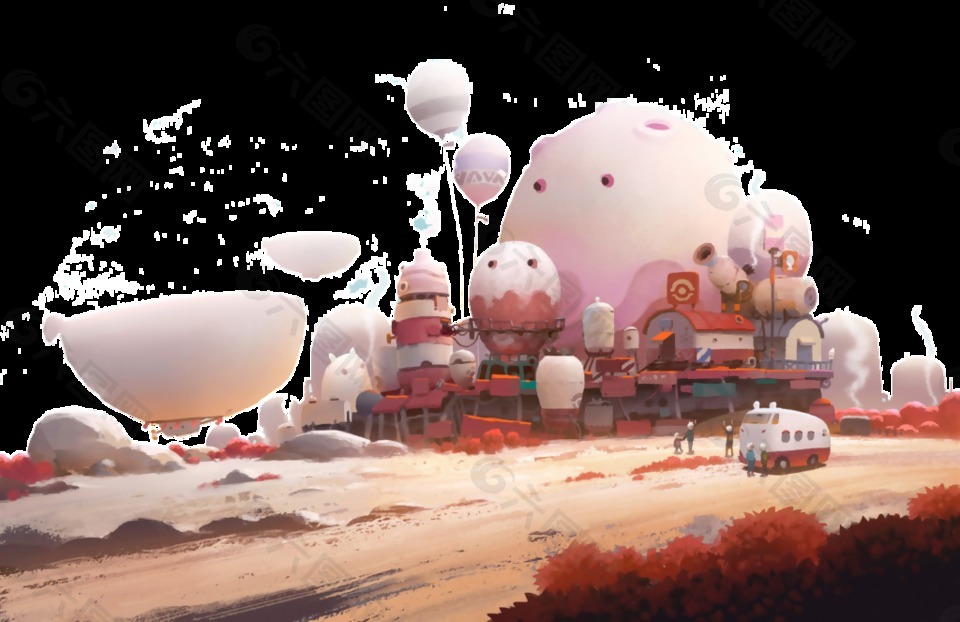 粉色游戏场景设计图