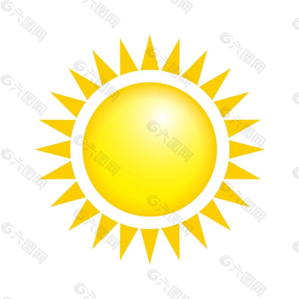 黄色发光太阳png元素