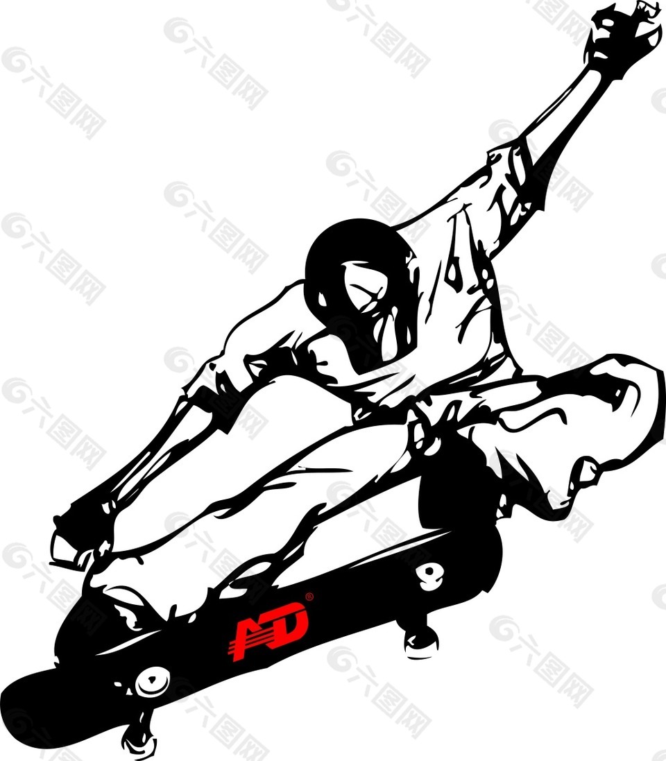 卡通滑板少年png元素