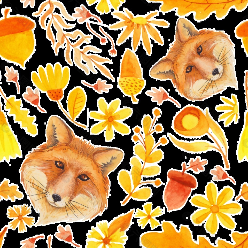 创意小狐狸手绘背景素材背景素材免费下载 图片编号 六图网