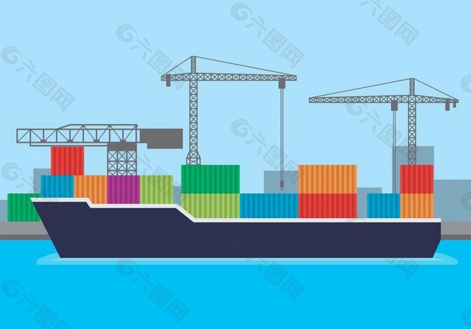 轮船货船ai矢量素材下载