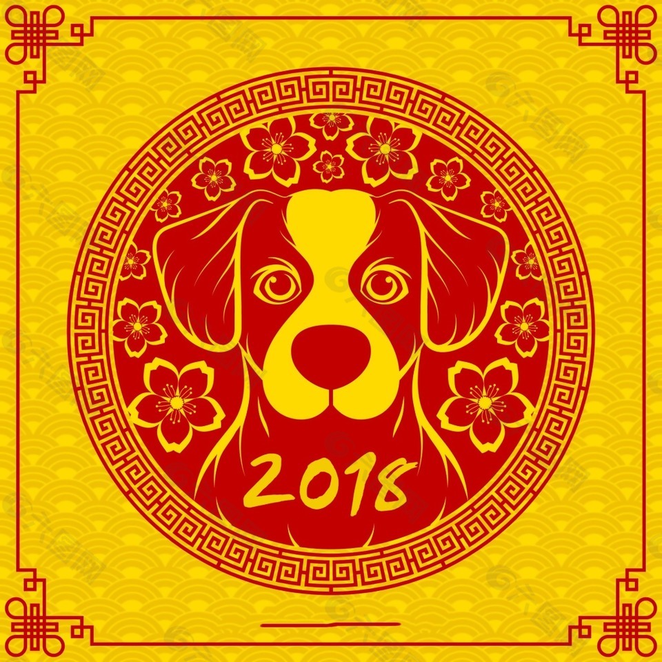 卡通狗年元素素材