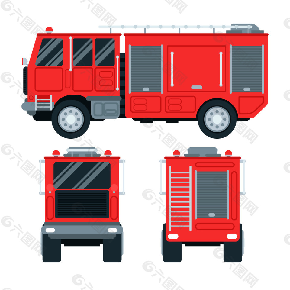 卡通平面消防车设计