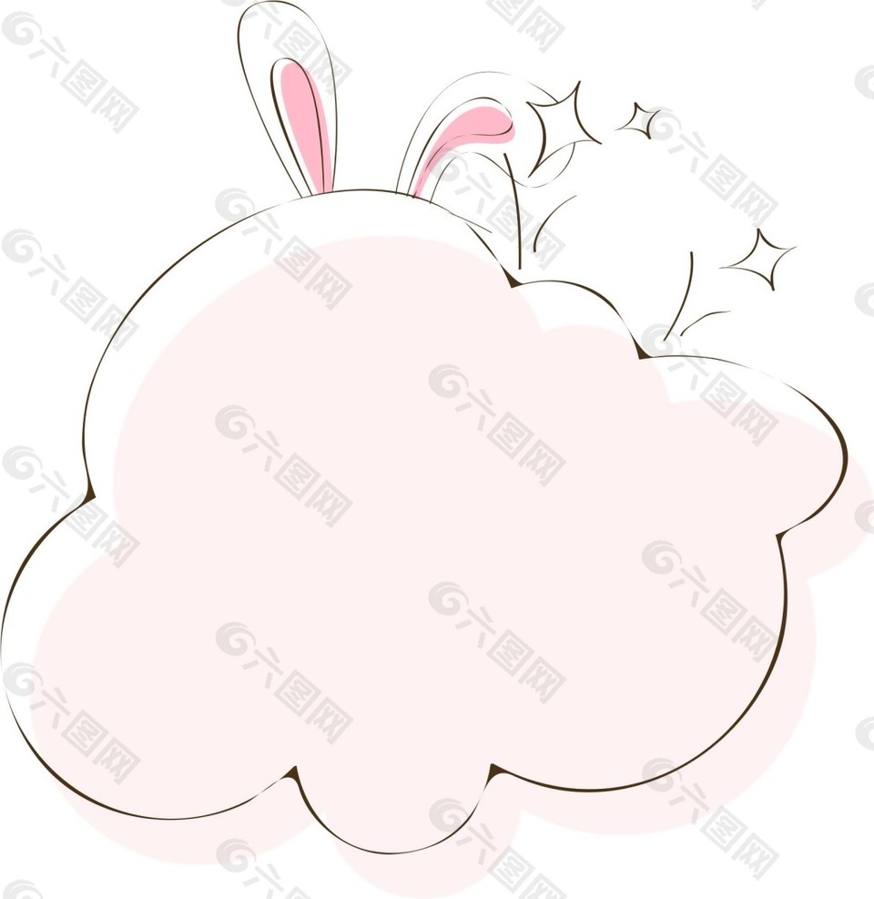 卡通粉色小兔子png元素