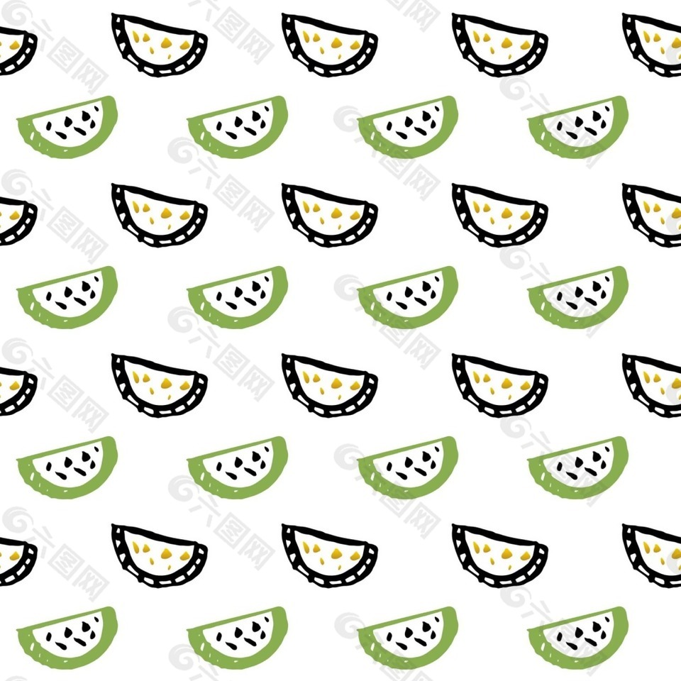 手绘切开的水果背景素材