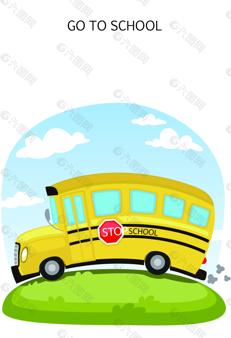 去学校的巴士卡通海报背景