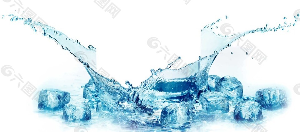 蓝色冰块纯净水PNG元素