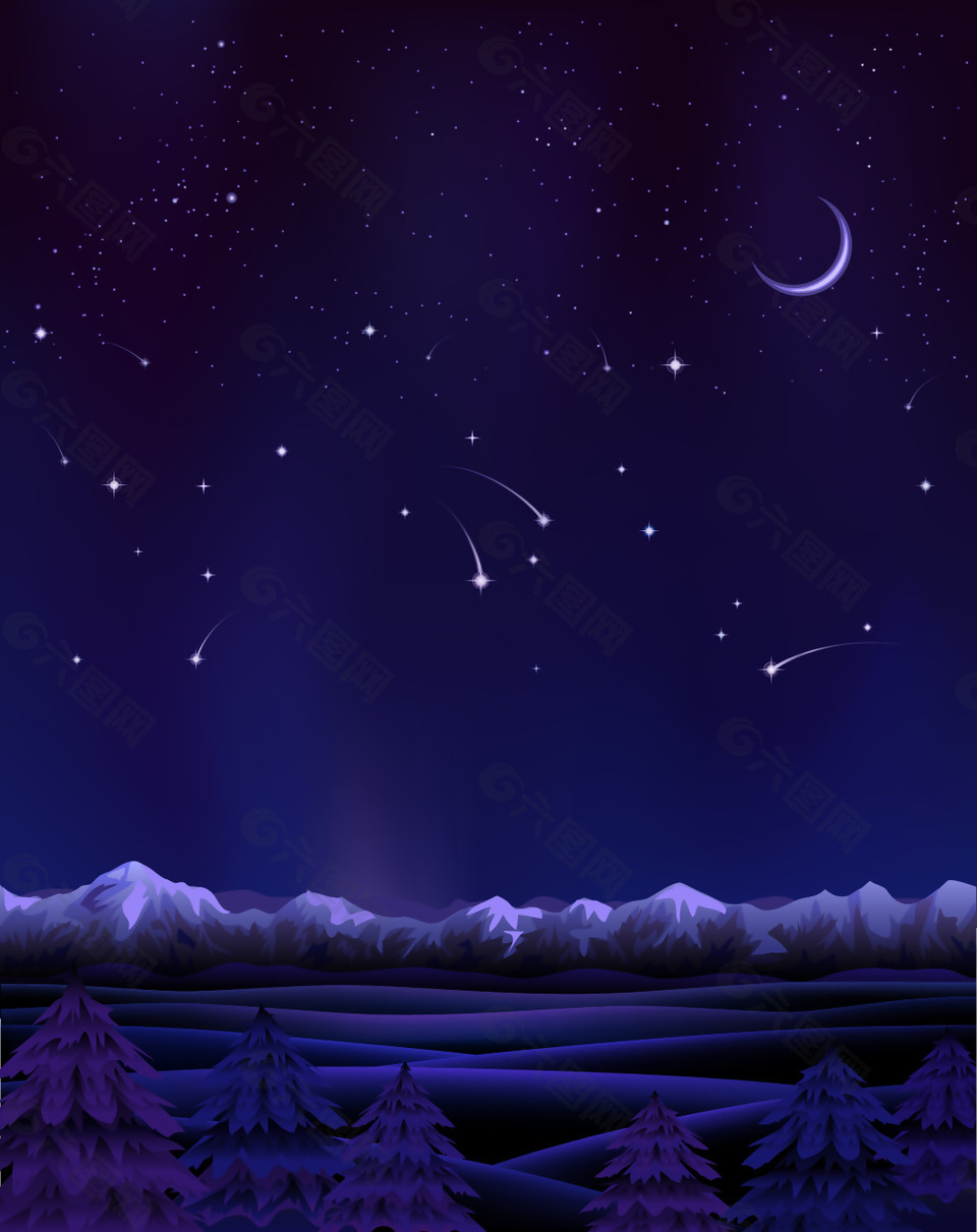 矢量梦幻夜空背景背景素材免费下载 图片编号 六图网
