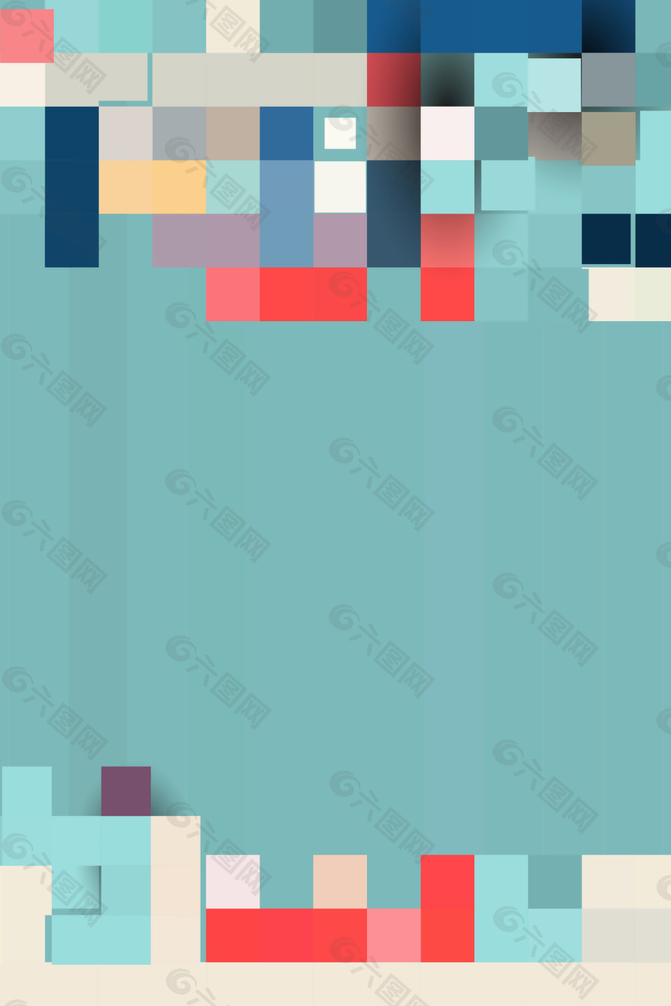 矢量扁平几何方块拼接立体背景