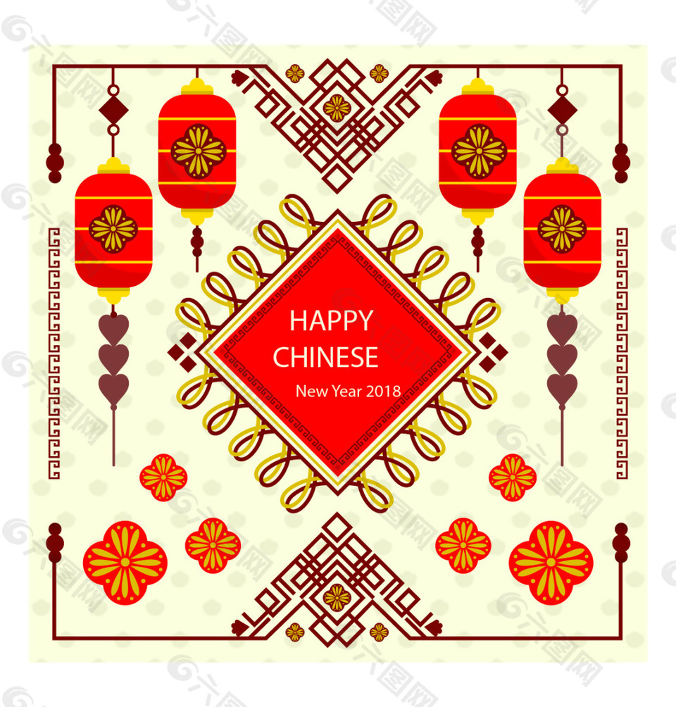 抽象中国元素春节海报