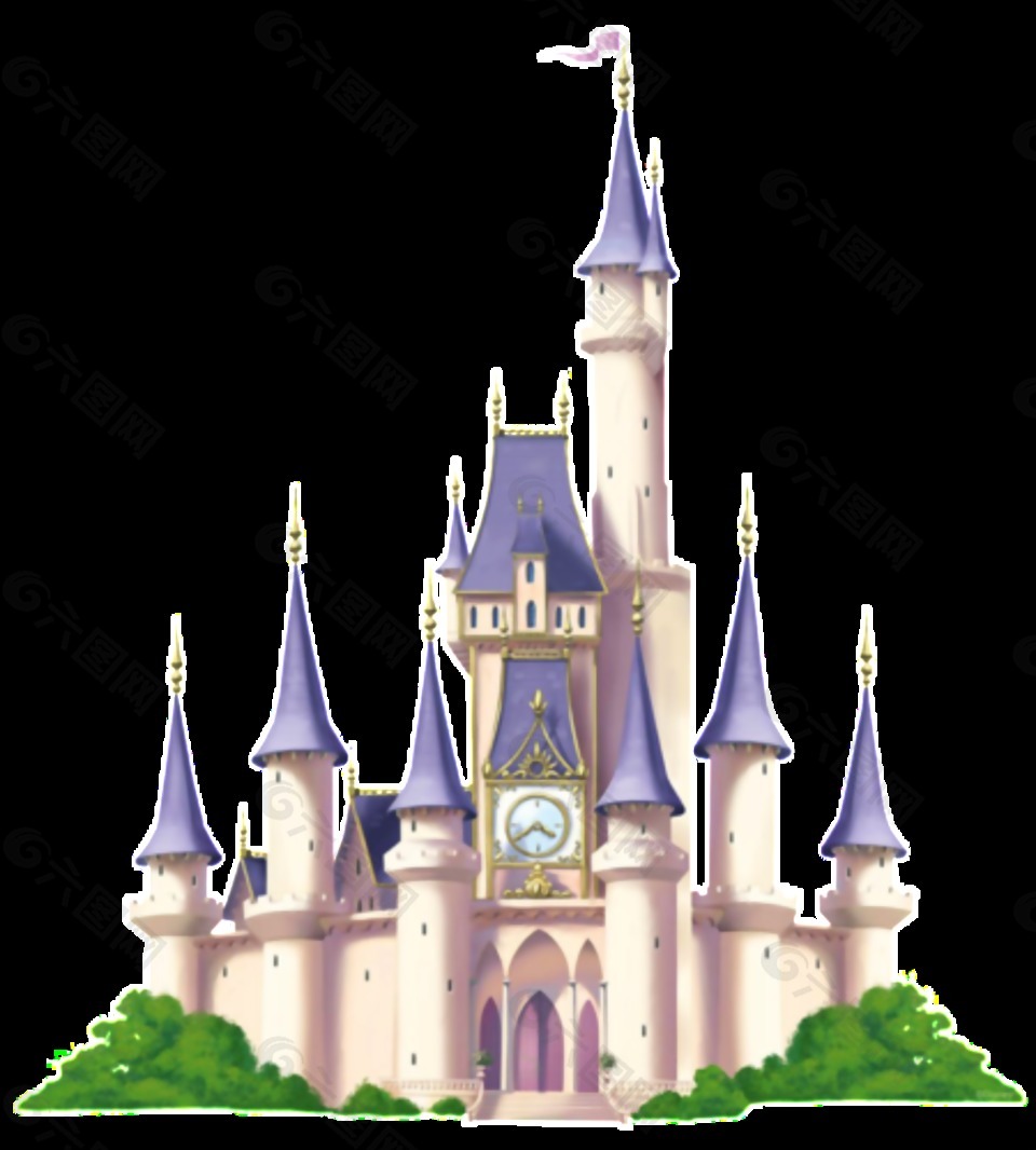 卡通紫色城堡图案素材