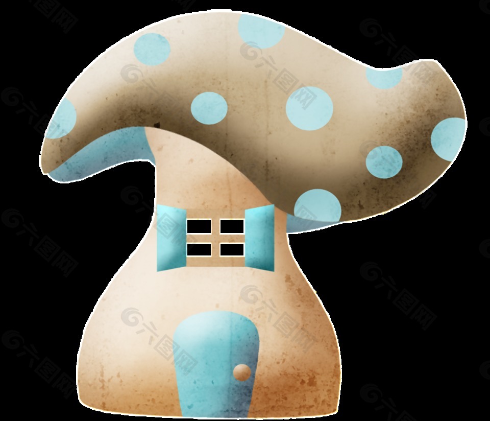 彩绘童话蘑菇屋图案元素