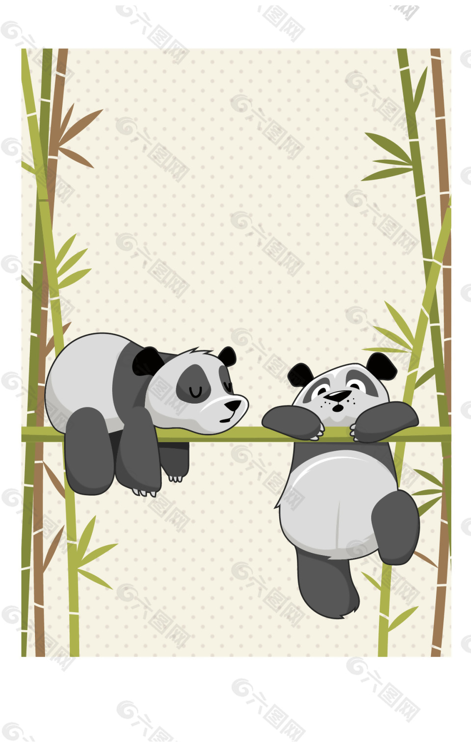 矢量手绘熊猫可爱插画