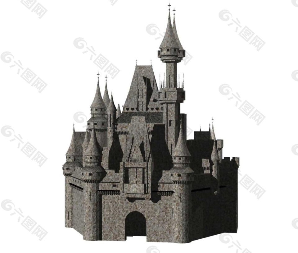 卡通灰色城堡png元素