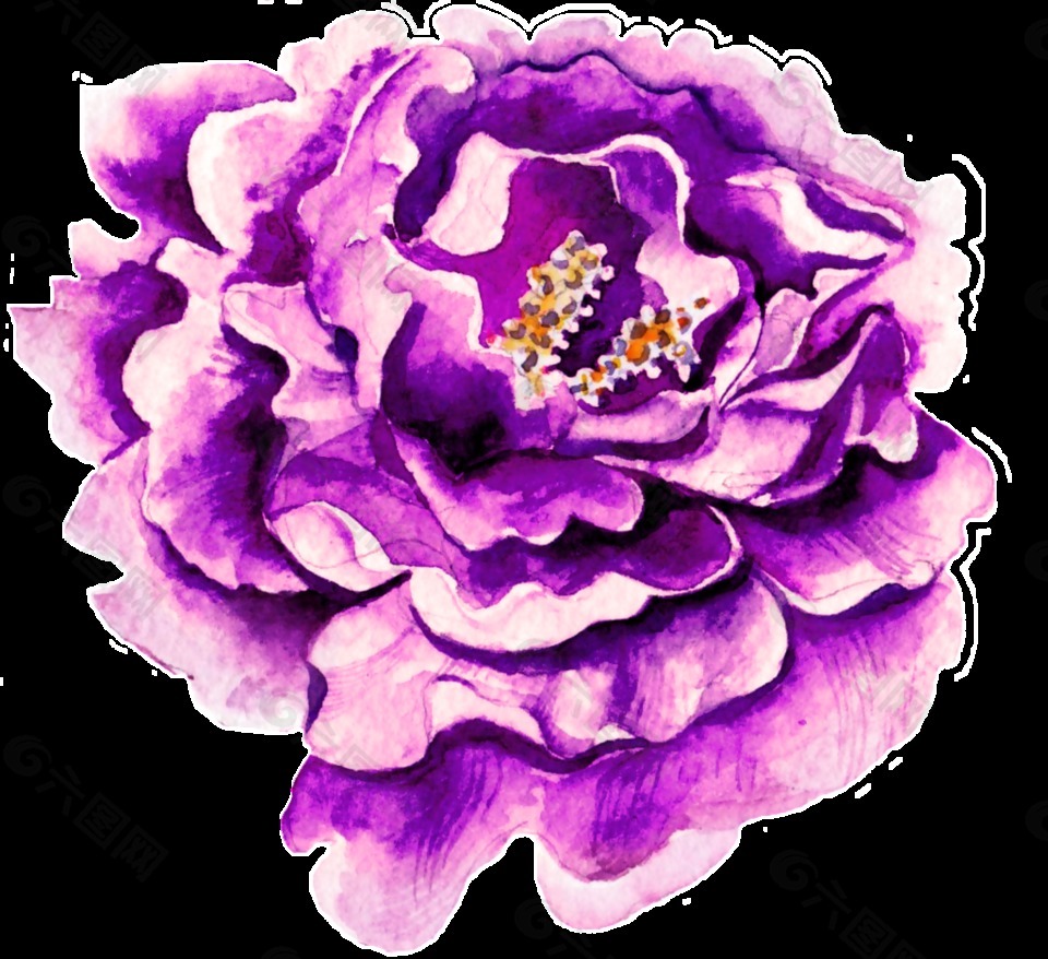 一朵紫色水彩花透明素材png设计元素素材免费下载 图片编号 六图网