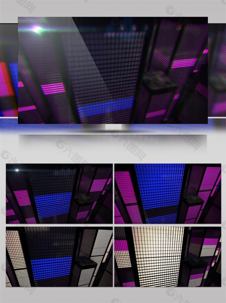 蓝光荧幕大楼动态视频素材