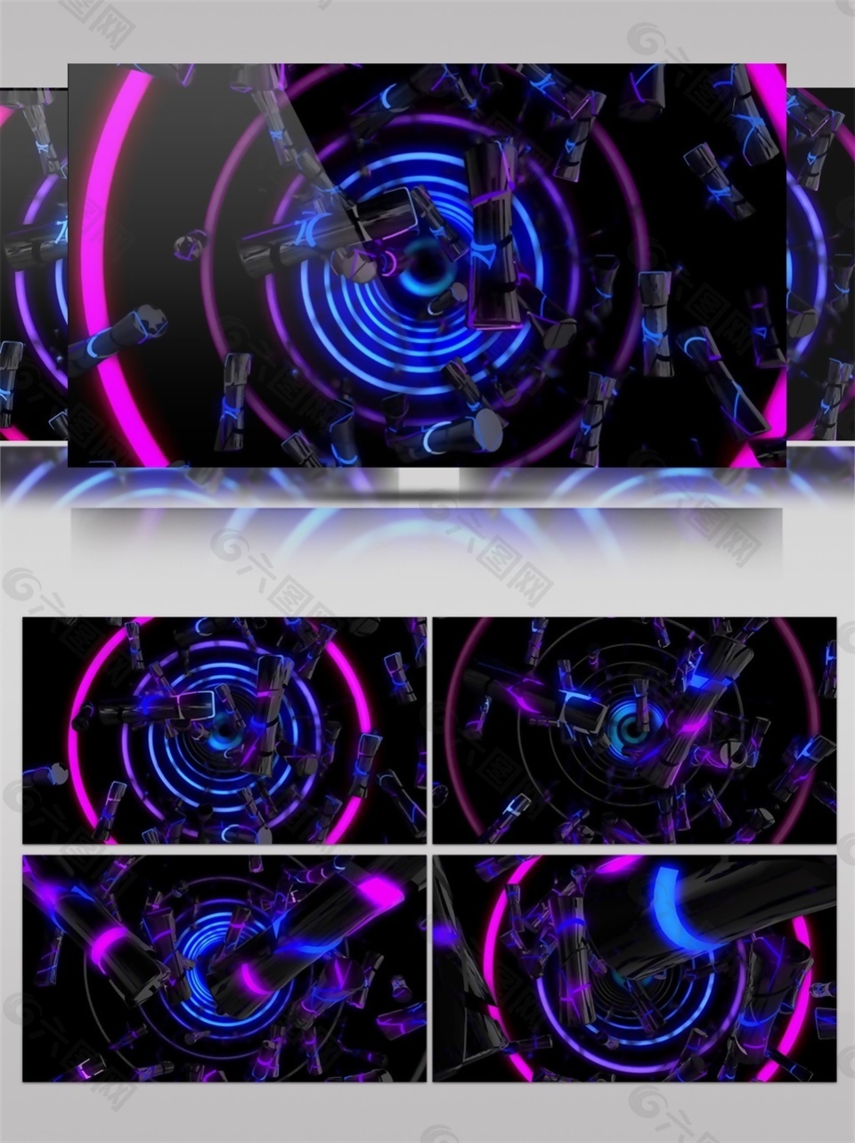 紫色动感光环动态视频素材