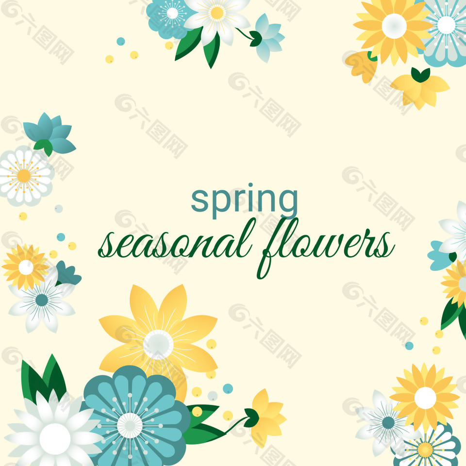 春季扁平花卉花朵素材