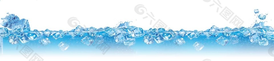 蓝色冰水冰块png元素