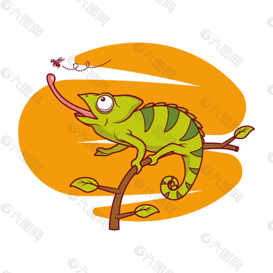 手绘变色龙矢量插画