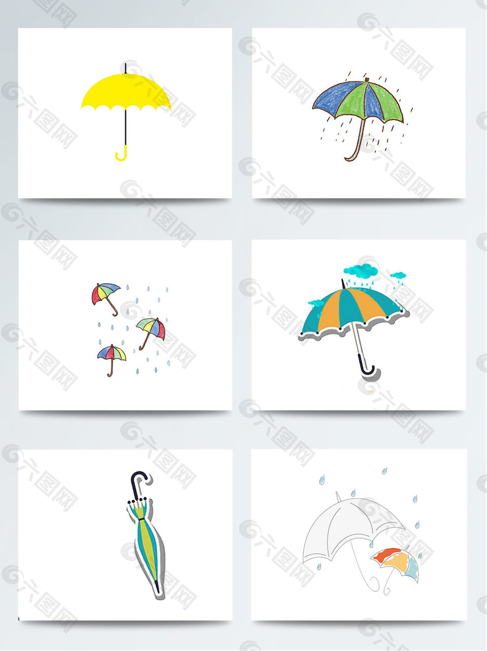 清新卡通彩绘雨伞