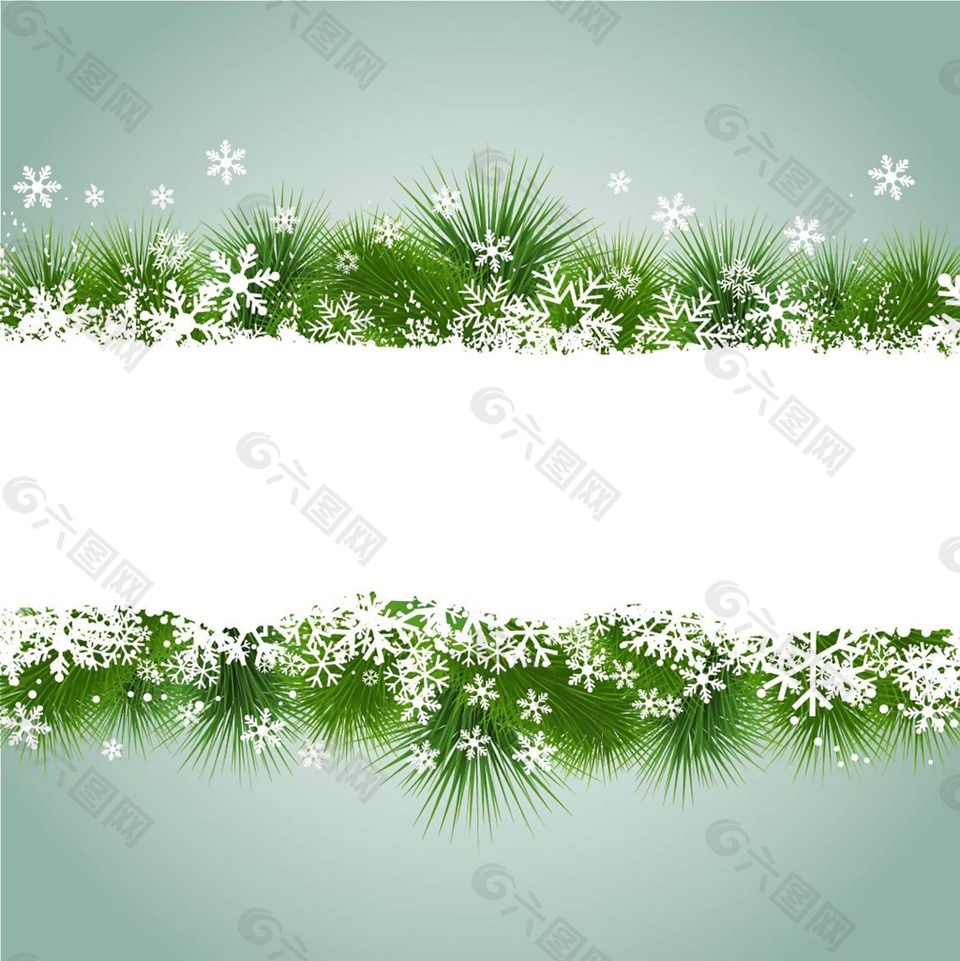 冬季绿色雪花背景图1