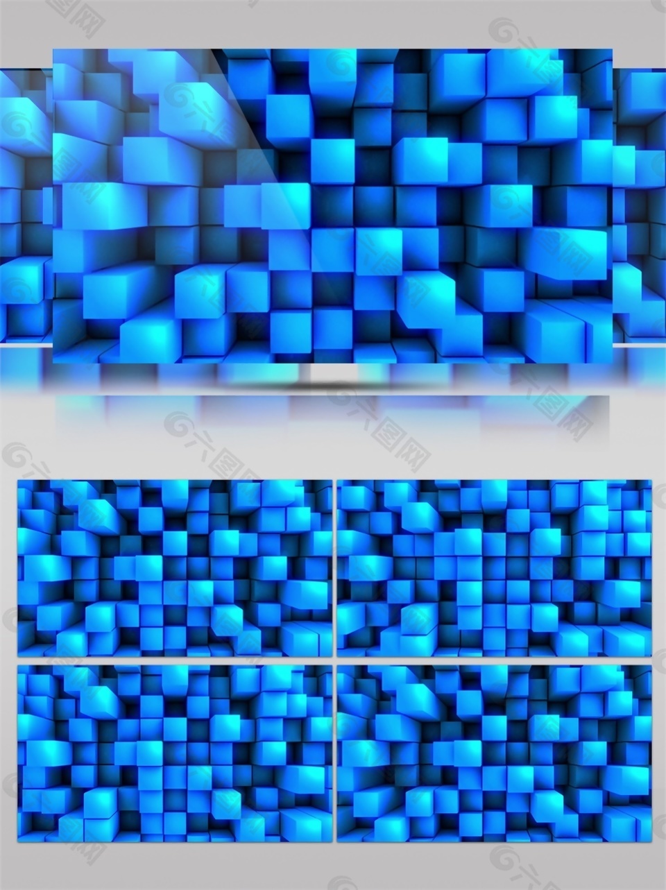 蓝色立体方块视频素材