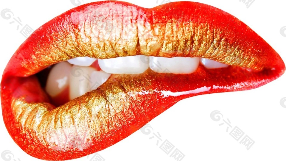 红色性感嘴唇png元素