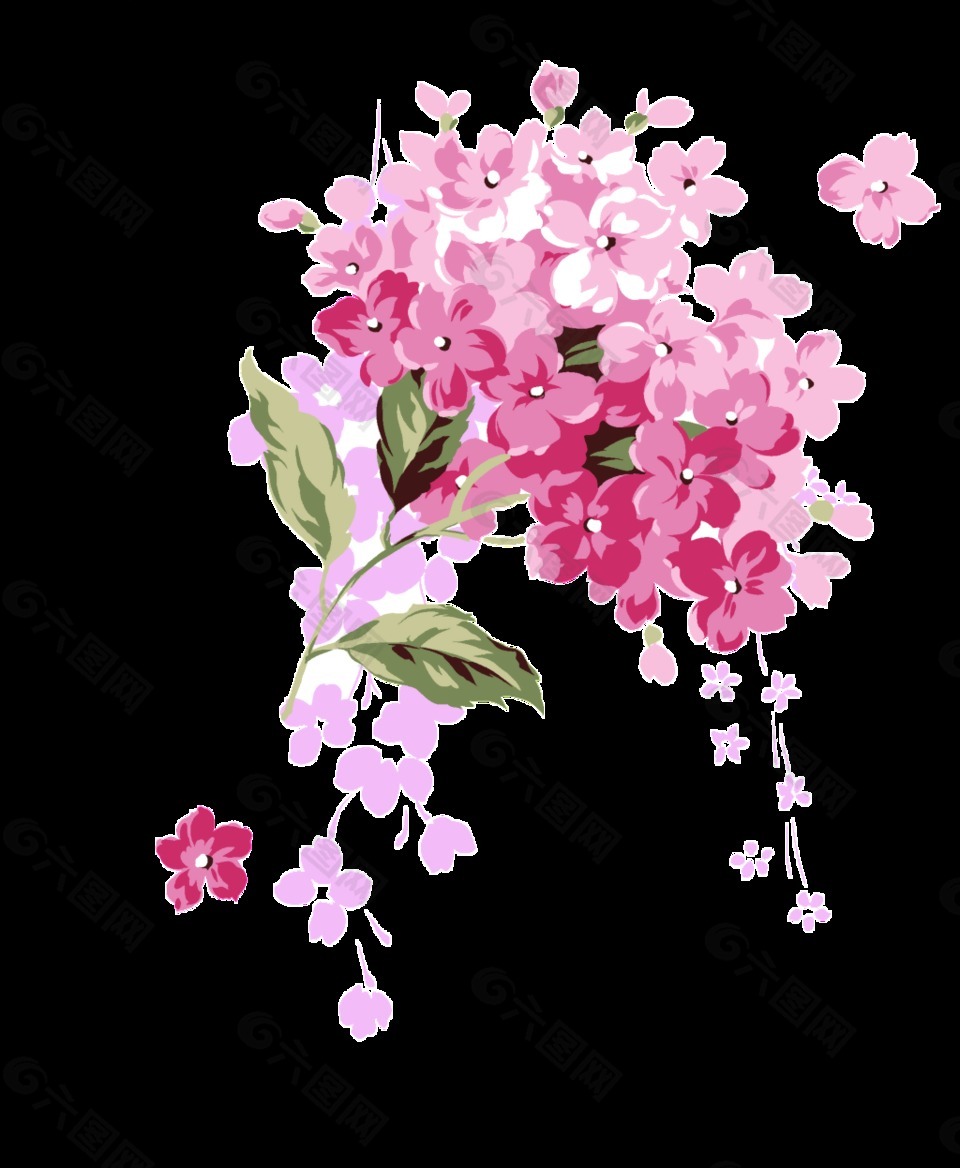 浪漫粉红色小碎花装饰元素