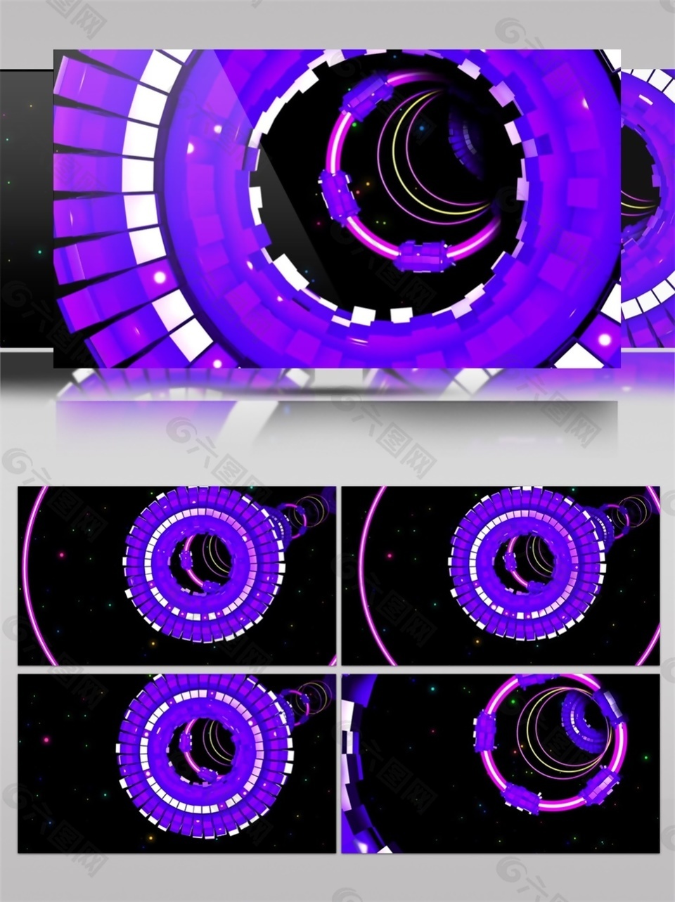 紫光太空隧道视频素材